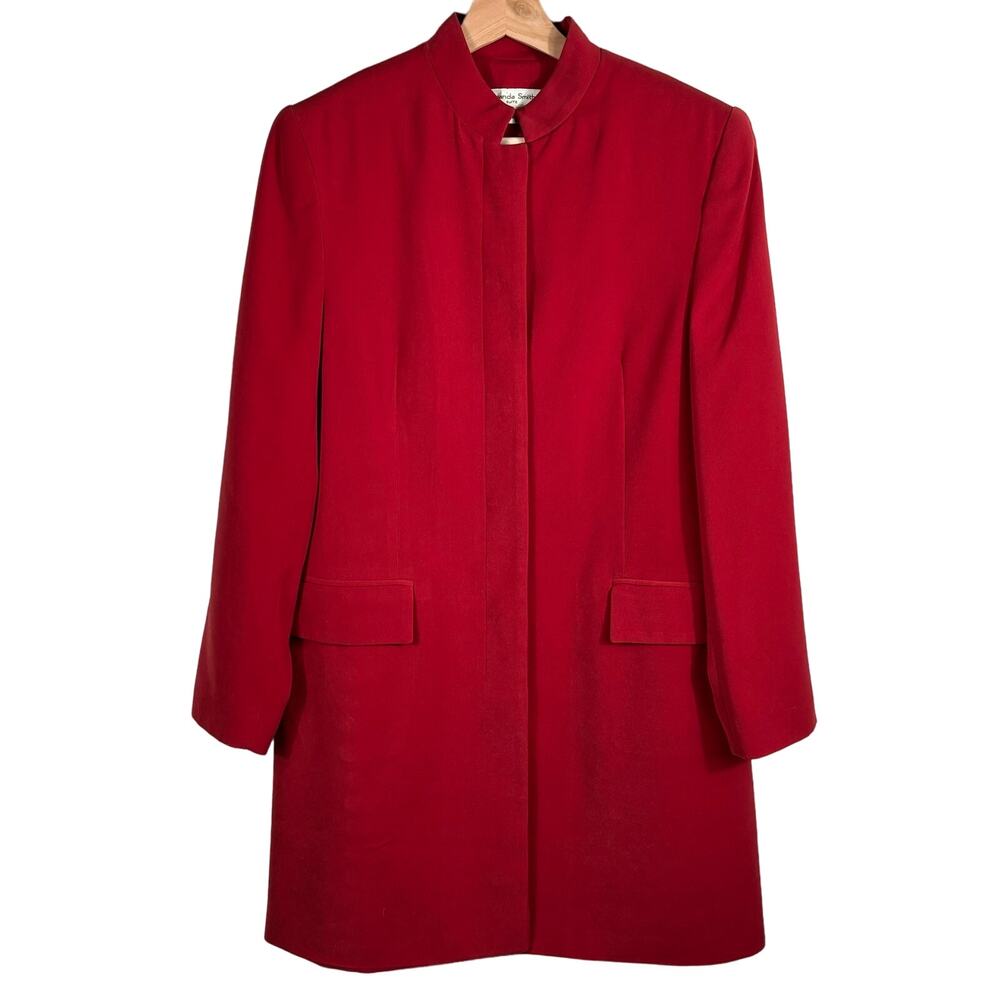 Amanda Smith Red Skirt Suit 6 Button‎ Front Career Formal Professional Office